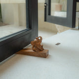 Handcarved Solid Wood Elephant Doorstopper in natural timber