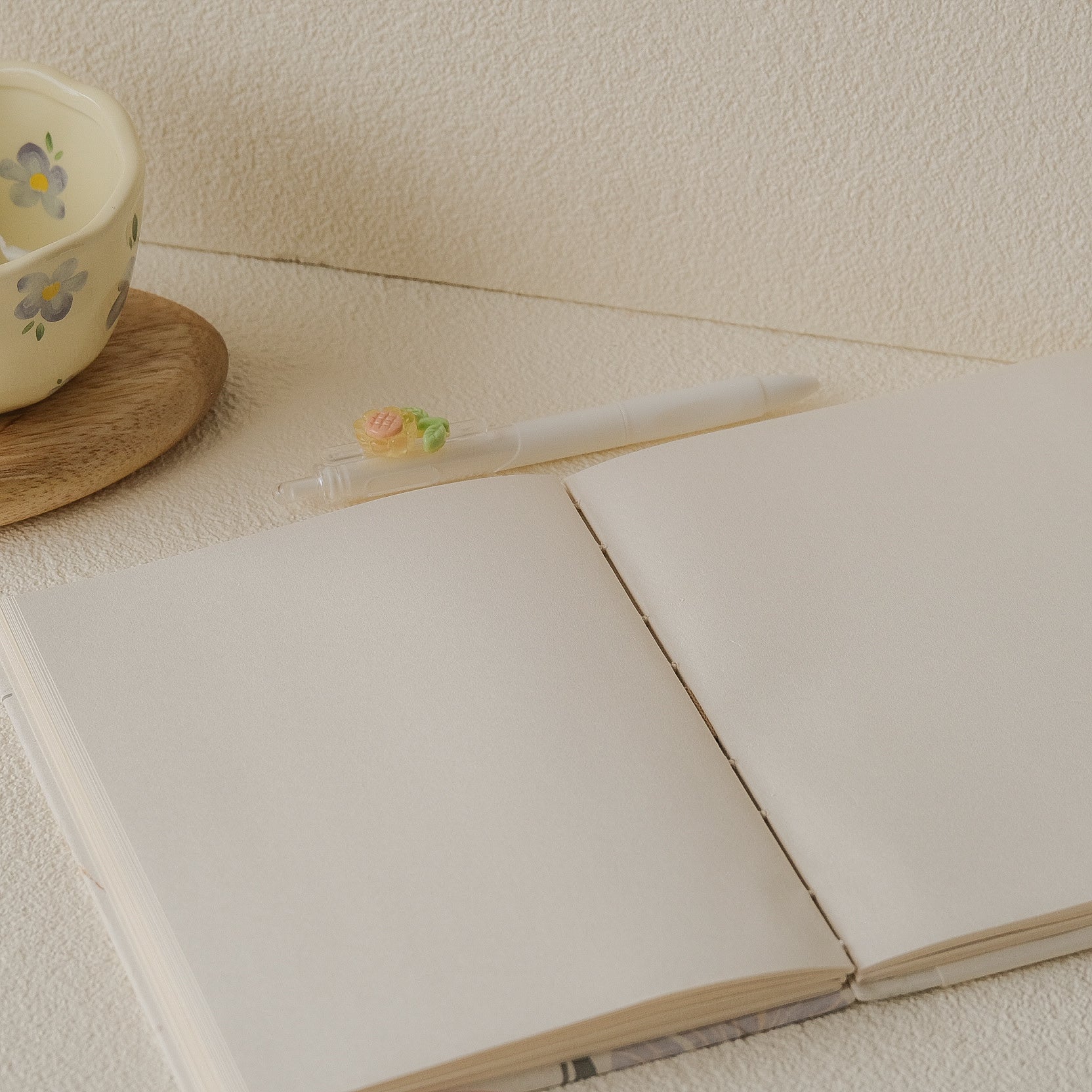 A5 Blossom Daydream handmade floral journal with pink and purple pastel flowers, recycled pages, flower pen, and dust bag – ideal for scrapbooking or journaling
