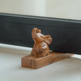 Handcarved Solid Timber & Elephant Doorstopper Set
