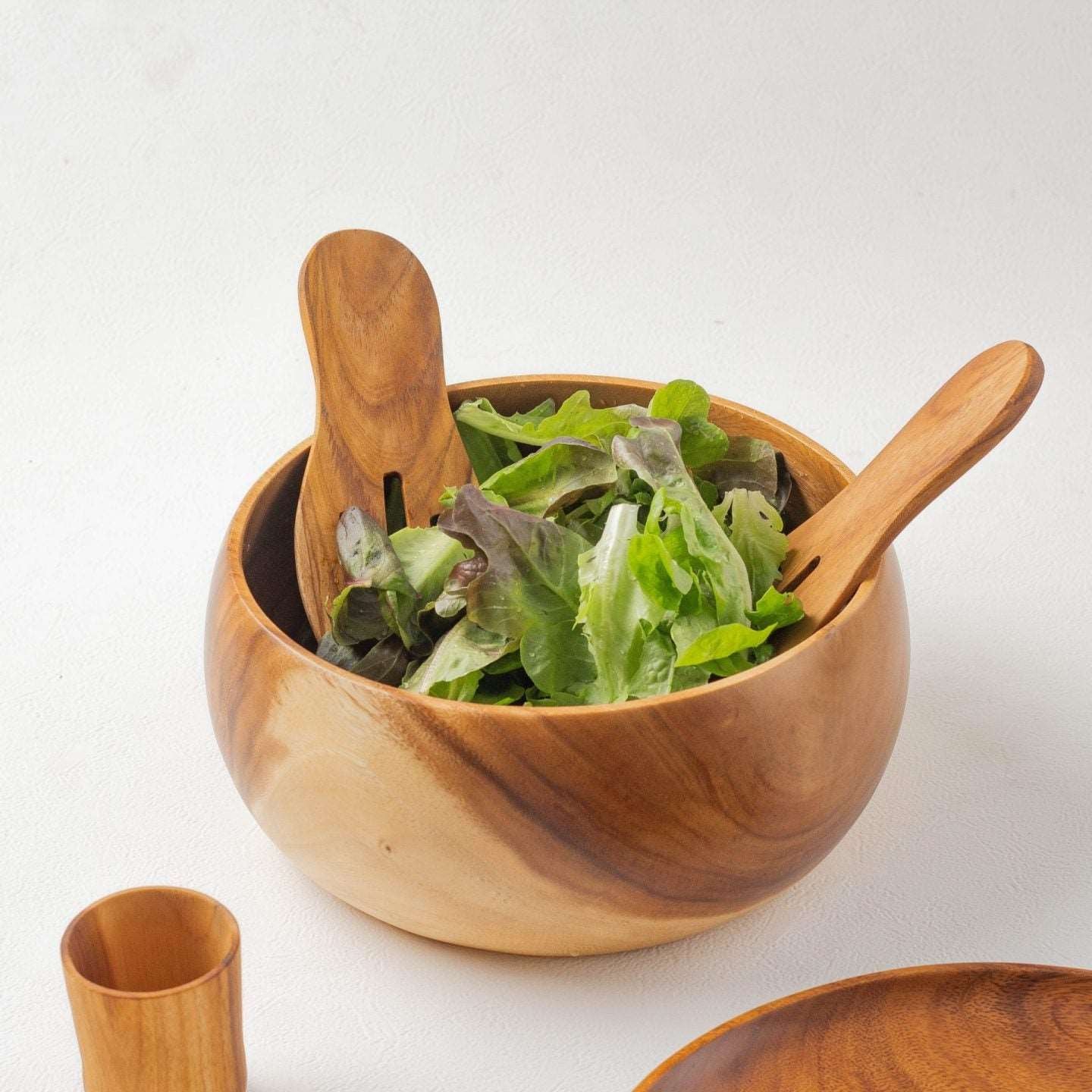 Large Wooden Buddha Bowl & Salad Server