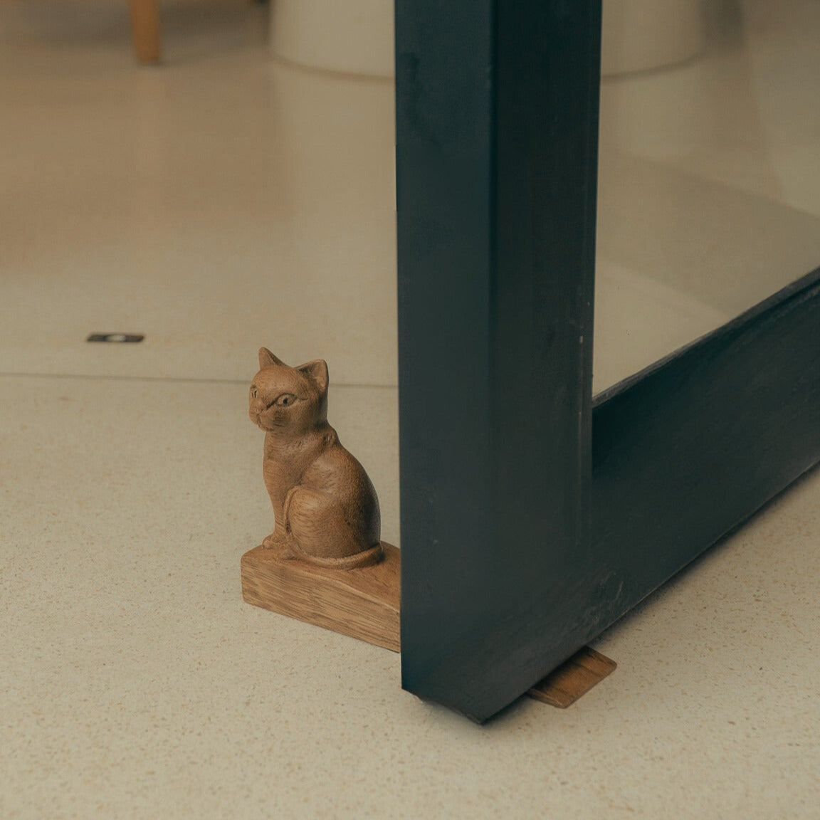 Handcarved Solid Wood Cat Doorstopper