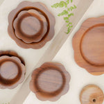 Wooden scalloped plates handmade from teak wood, available in small, medium & large sizes. Food-safe, dishwasher-safe with free oil on 2+ orders.