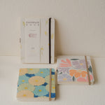 Chrysanthe A5 handmade notebook with pressed chrysanthemum petals, eco-friendly recycled paper, dust bag and flower pen – perfect for journaling or scrapbooking