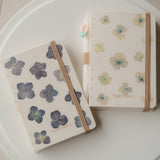 Two notebooks with floral designs on a white surface