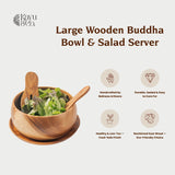Large Wooden Buddha Bowl & Salad Server
