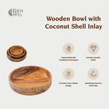 Wooden Bowl with Coconut Shell Inlay